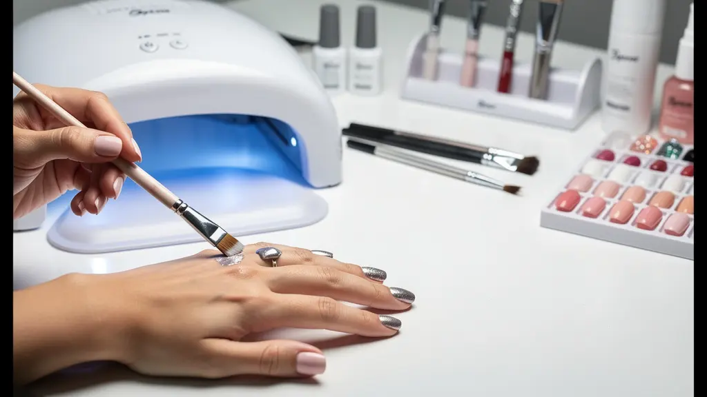 Step-by-step chrome powder sealing process on gel nails