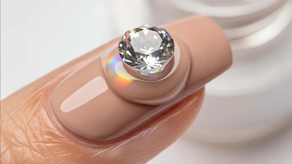 Macro shot of crystal being secured with gel showing the encapsulation method