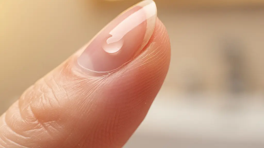 An extreme close-up of a fingernail, clearly showing the difference between the living eponychium fold and the dead cuticle tissue on the nail plate.