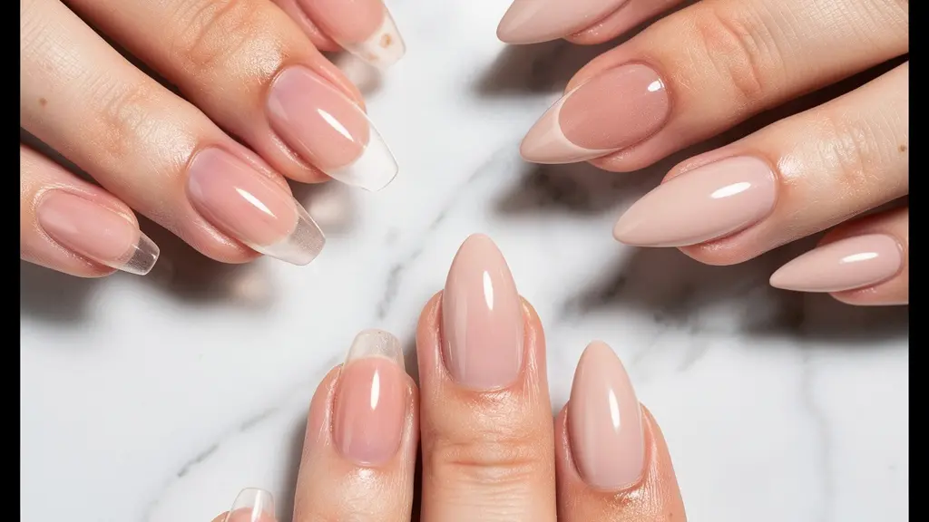 Professional comparison of polygel, acrylic and soft gel nail extensions showcasing their distinct textures and flexibility