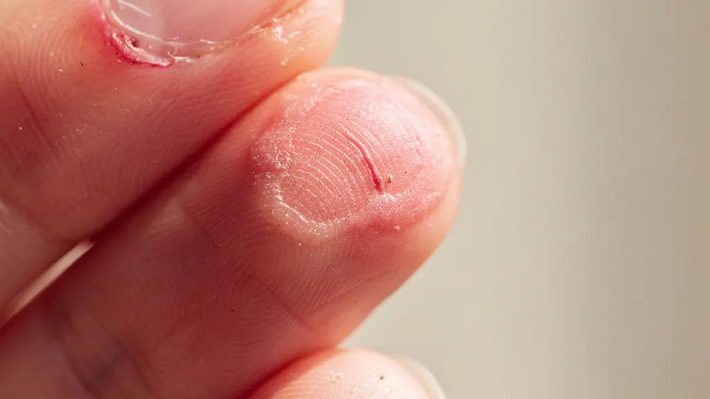 Close-up of inflamed cuticles showing redness and irritation after gel nail application