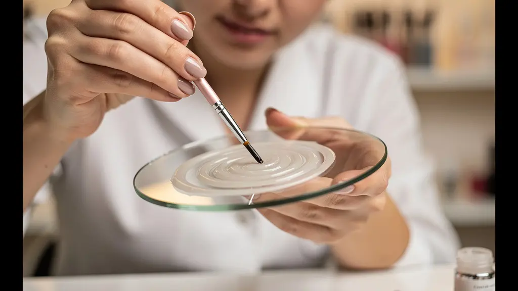 Close-up demonstration of the rolling technique for loading a liner brush with gel paint