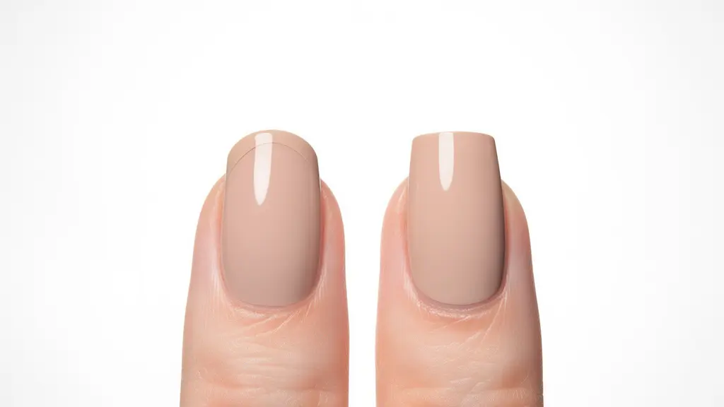 Side profile comparison showing ski-jump nail before and after apex correction technique