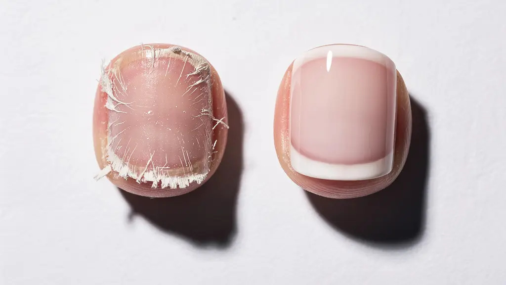 Split comparison showing nail edges after filing with metal versus glass files