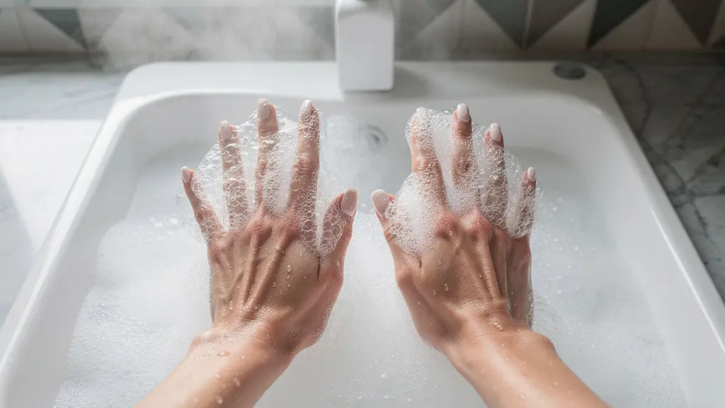Cross-section visualization of nail plate swelling from water absorption