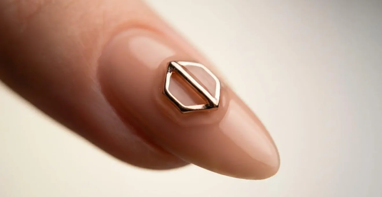 Extreme macro close-up of a single nail showing 3D charm perfectly encapsulated with smooth gel edges